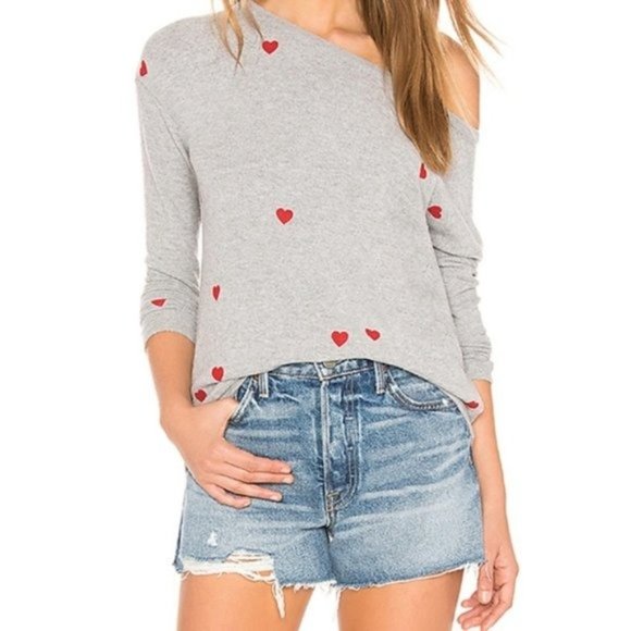 Chaser Tops - NEW Chaser Tiny Heart Toss Cozy Sweatshirt